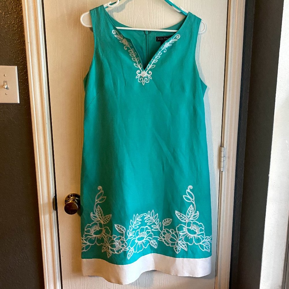 Teal Tank Casual Dress with White Details